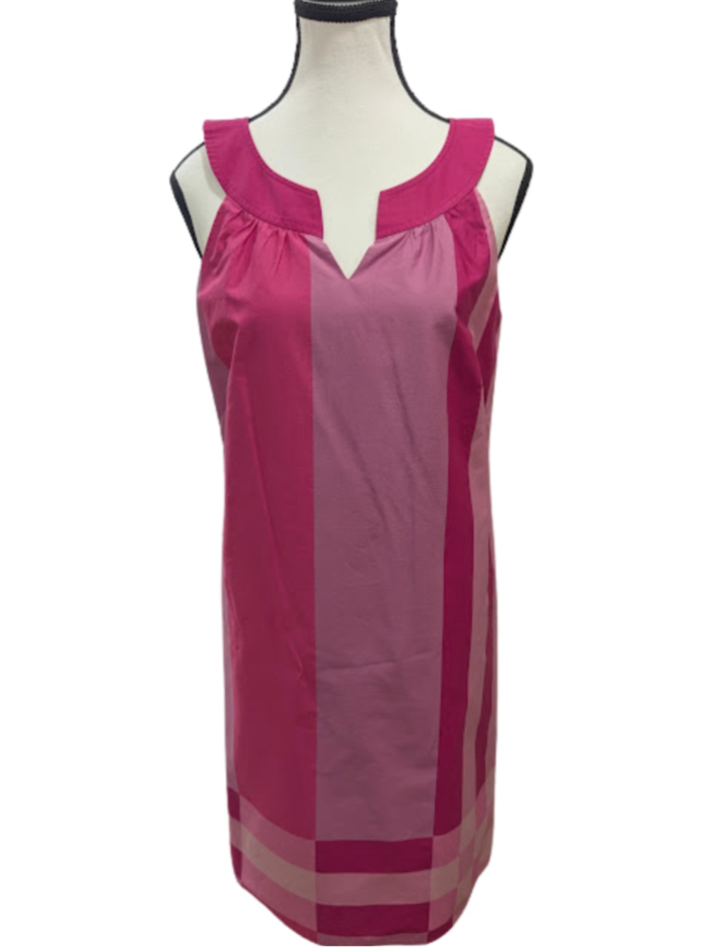 LOFT Ann Taylor Pink Colorblock Shift Dress Size 8 Mod Preppy Barbiecore Cotton